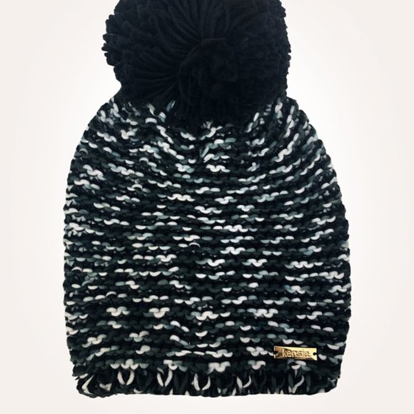 KENSIE Marled Infinity Scarf & Beanie Hat Set Black & Grey New with tags - Picture 2 of 4